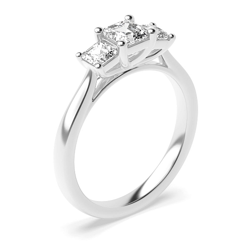 4 Prong Asscher Graduating Step Three Stone Diamond Ring