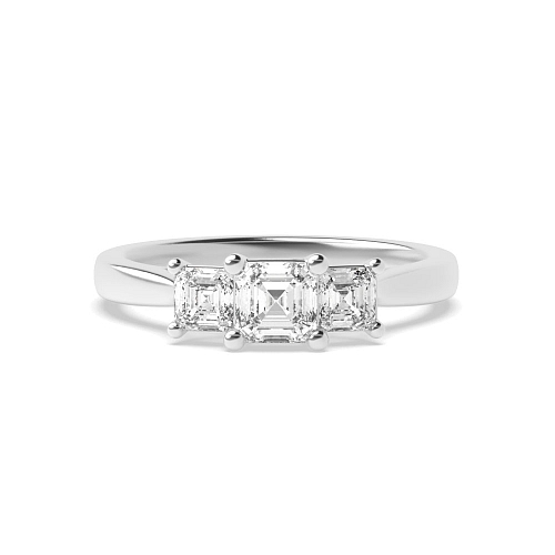 4 Prong Asscher Graduating Step Three Stone Diamond Ring