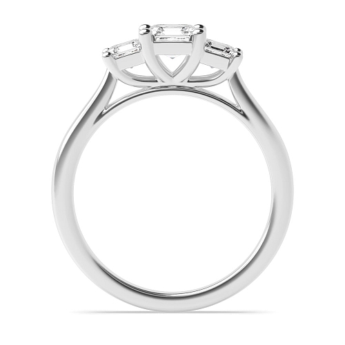 4 Prong Asscher Graduating Step Three Stone Diamond Ring