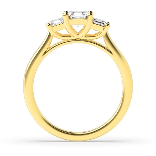 4 Prong Asscher Yellow Gold Graduating step Engagement Rings