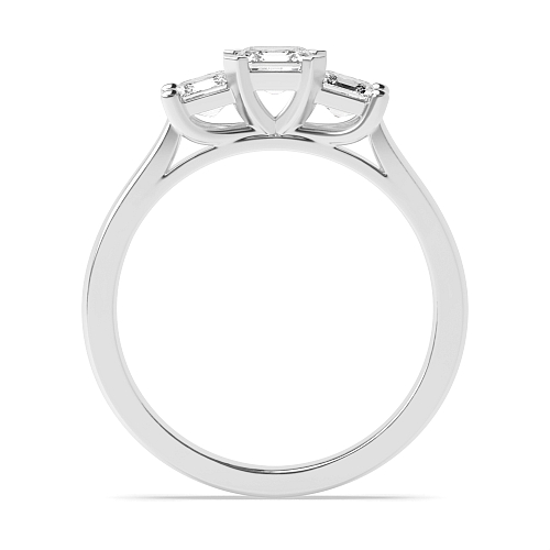 Asscher Square claws Naturally Mined Diamond Trilogy Engagement Rings