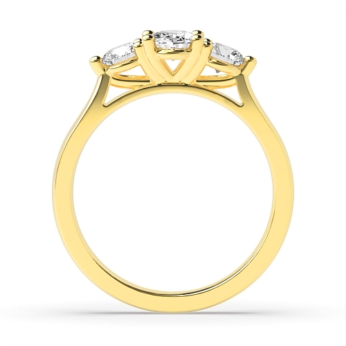 Oval Yellow Gold And round raised setting Engagement Rings