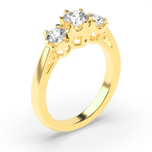 6 Prong Round Yellow Gold Crown setting Engagement Rings