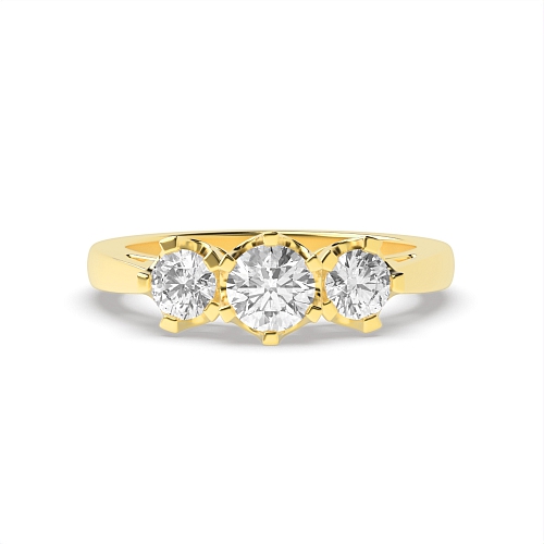 6 Prong Round Yellow Gold Crown setting Engagement Rings
