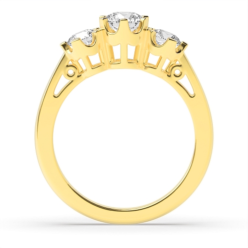 6 Prong Round Yellow Gold Crown setting Engagement Rings