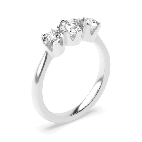 6 Prong Round Three Stone Engagement Rings