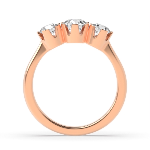 6 Prong Round Rose Gold Flat claws Trilogy Engagement Rings