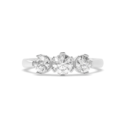 6 Prong Round Flat claws Moissanite Engagement Rings