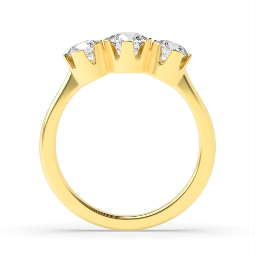 6 Prong Round Yellow Gold Flat claws Engagement Rings