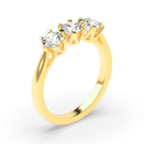 6 Prong Round Yellow Gold Square claw crown setting Engagement Rings