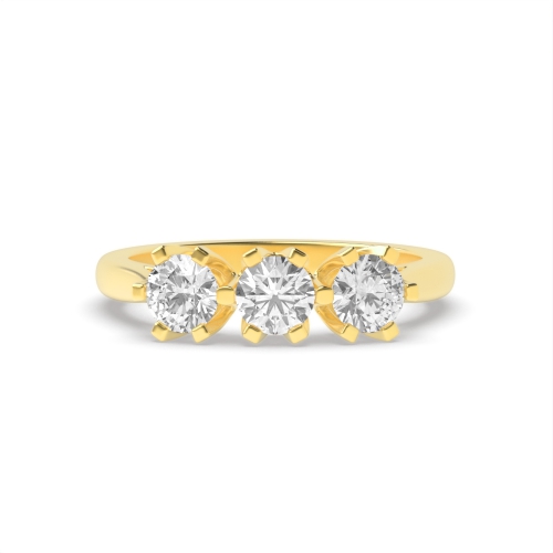 6 Prong Round Yellow Gold Square claw crown setting Engagement Rings