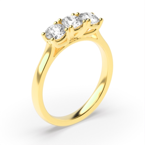 4 Prong Round Yellow Gold Raise setting equal Engagement Rings