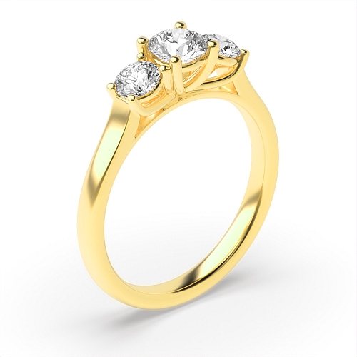 4 Prong Round Yellow Gold Graduated separate claws Engagement Rings