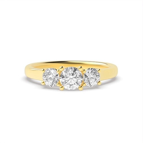 4 Prong Round Yellow Gold Graduated separate claws Engagement Rings