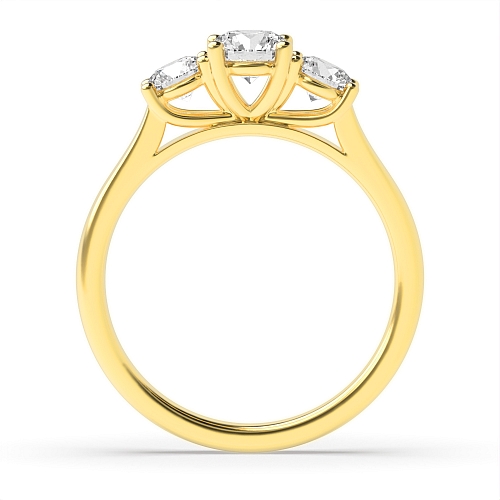 4 Prong Round Yellow Gold Graduated separate claws Engagement Rings