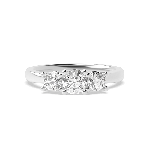 4 Prong Round High setting Naturally Mined Diamond Trilogy Engagement Rings