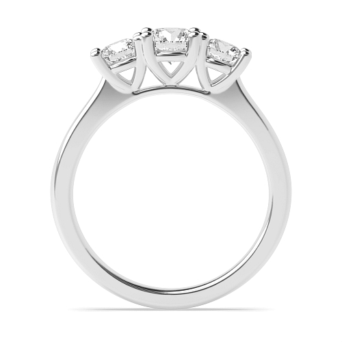 4 Prong Round High setting Naturally Mined Diamond Trilogy Engagement Rings