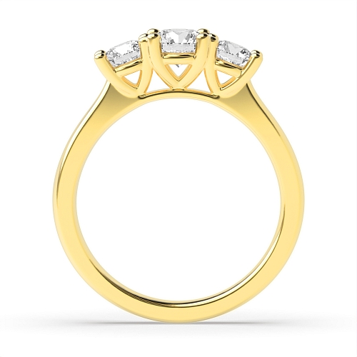 4 Prong Round Yellow Gold High setting Trilogy Engagement Rings