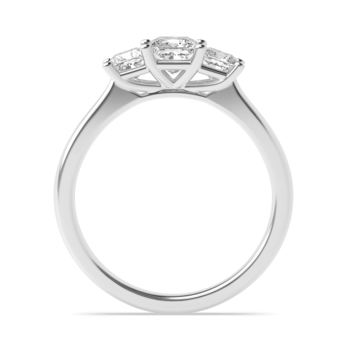 4 Prong Princess Basket Set Three Stone Engagement Ring
