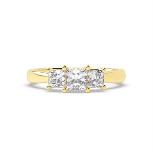 4 Prong Princess Yellow Gold Basket Engagement Rings
