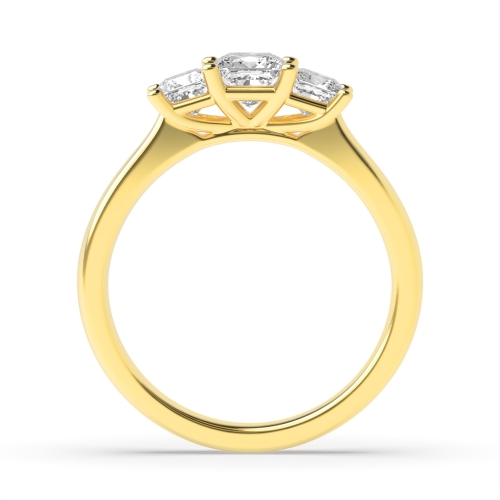 4 Prong Princess Yellow Gold Basket Engagement Rings
