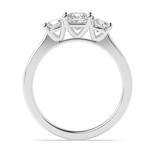 4 Prong Princess And round Naturally Mined Diamond Trilogy Engagement Rings