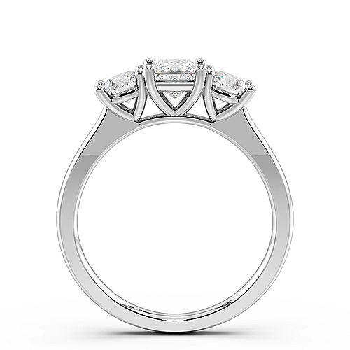 4 Prong Princess And Round Three Stone Diamond Ring