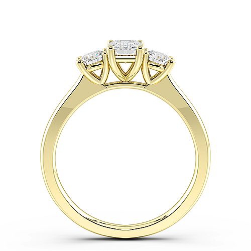 4 Prong Emerald Yellow Gold With round graduated Engagement Rings