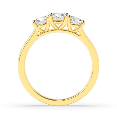 4 Prong Round Yellow Gold V shape high set Engagement Rings