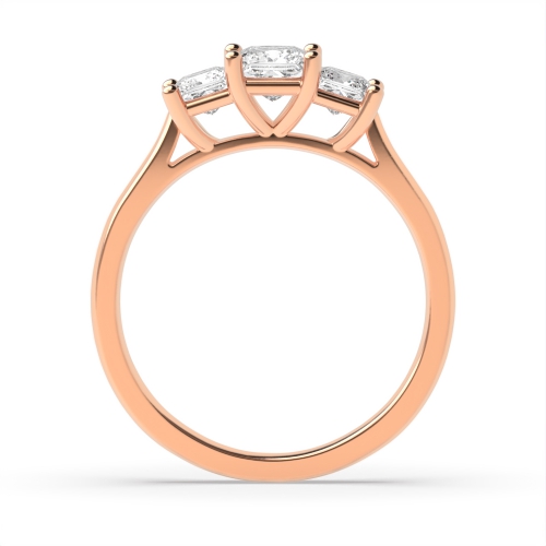 4 Prong Princess Rose Gold Trinity Trilogy Engagement Rings