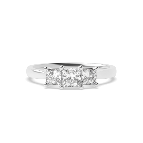 4 Prong Princess Trinity Three Stone Diamond Ring