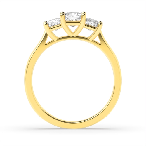 4 Prong Princess Yellow Gold Trinity Engagement Rings