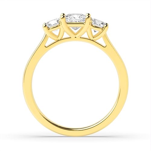 Princess Yellow Gold And round raised Engagement Rings
