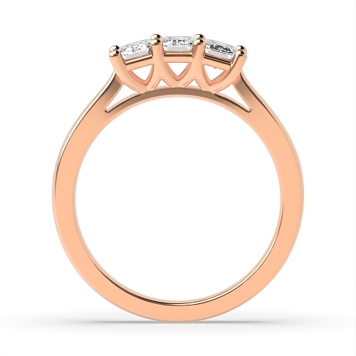 Emerald Rose Gold Raised setting v claws Trilogy Engagement Rings
