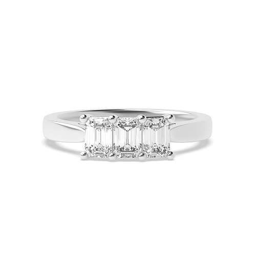 Emerald Raised setting v claws Naturally Mined Diamond Trilogy Engagement Rings