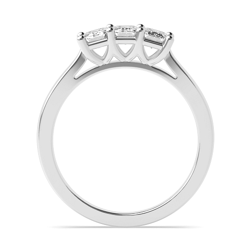 Emerald Raised setting v claws Naturally Mined Diamond Trilogy Engagement Rings