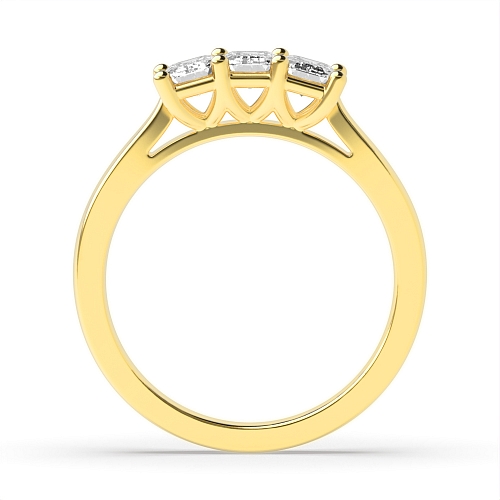 Emerald Yellow Gold Raised setting v claws Trilogy Engagement Rings