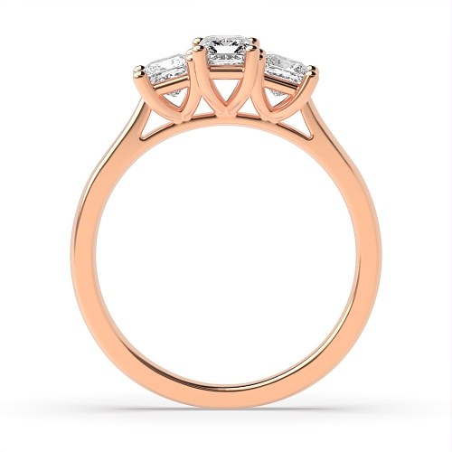 Emerald Rose Gold And princess delicate Trilogy Engagement Rings