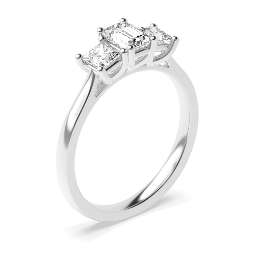 Emerald And princess delicate Engagement Rings