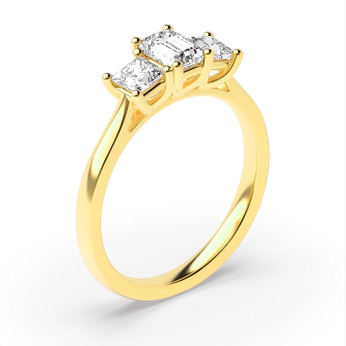 Emerald Yellow Gold And princess delicate Engagement Rings