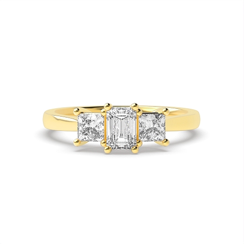 Emerald Yellow Gold And princess delicate Engagement Rings