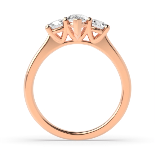 4 Prong Marquise Rose Gold Tapering shoulder Trilogy Engagement Rings
