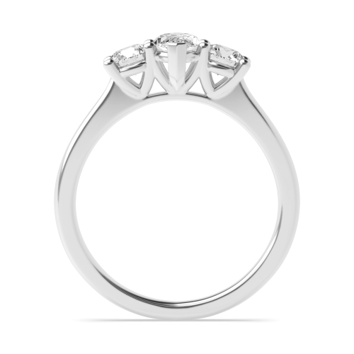 4 Prong Marquise Tapering Shoulder Three Stone Diamond Ring