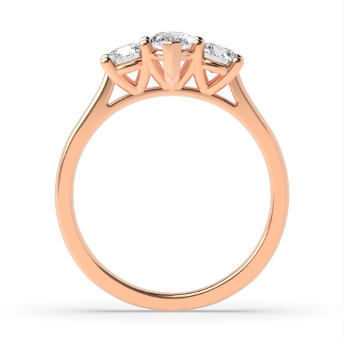4 Prong Marquise Rose Gold With round Trilogy Engagement Rings