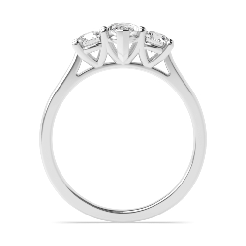 4 Prong Marquise With Round Three Stone Diamond Ring