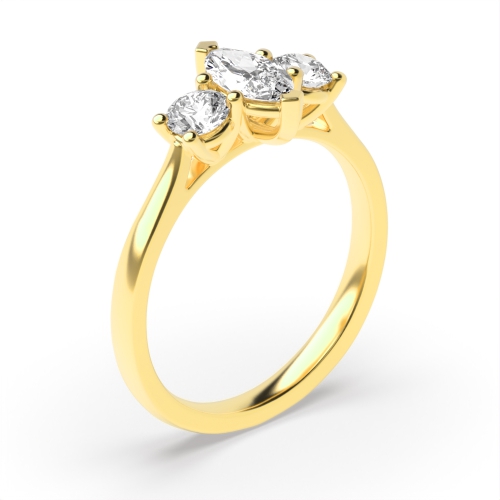 4 Prong Marquise Yellow Gold With round Engagement Rings