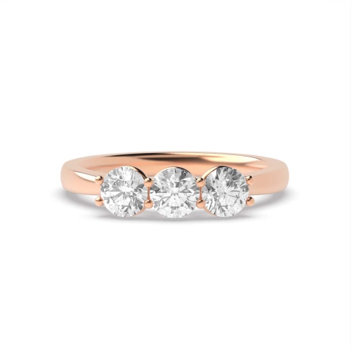 4 Prong Round Rose Gold Three v setting Trilogy Engagement Rings