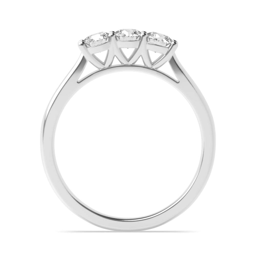 4 Prong Round V Setting Style Three Stone Engagement Ring