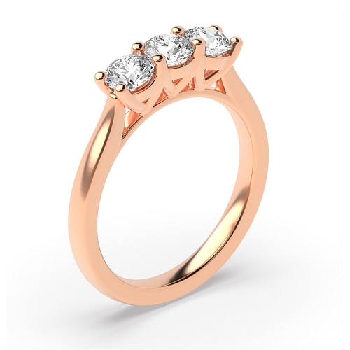 Round Rose Gold V setting style Engagement Rings