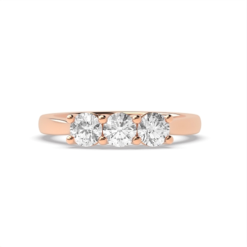 Round Rose Gold V setting style Engagement Rings